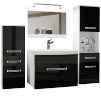 BADMÖBEL Badezimmer Schwarz Ebenholz Royal Glänzend Matt - Schwarz Hochglanz, Holz (140/113/40cm) - B BELINI GROUP