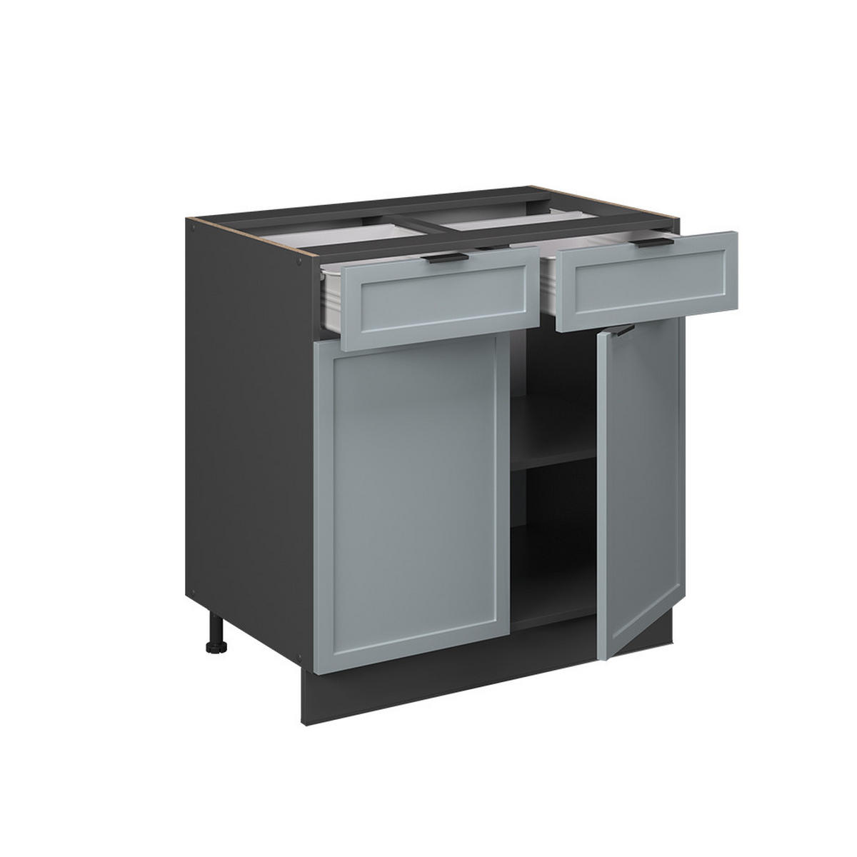 KÜCHENUNTERSCHRANK Fame-Line Hellblau-grau 80 cm, AP Marmor - Anthrazit/Blaugrau, Holzwerkstoff (80/82/60cm) - Vicco