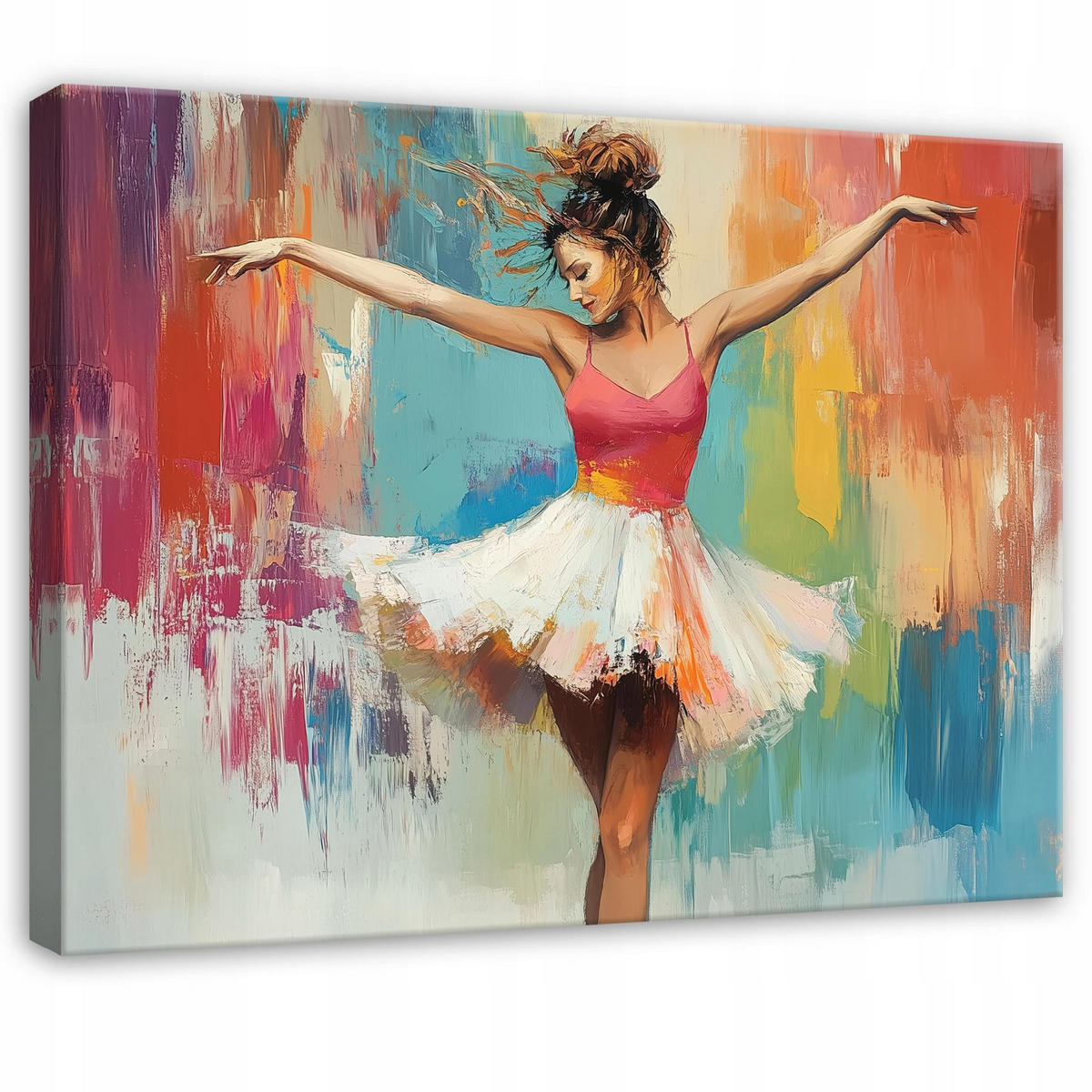 LEINWANDBILD Abstrakt Ballerina Frau Bunt 60x40 - Multicolor, Holzwerkstoff (60/40cm) - Wallarena