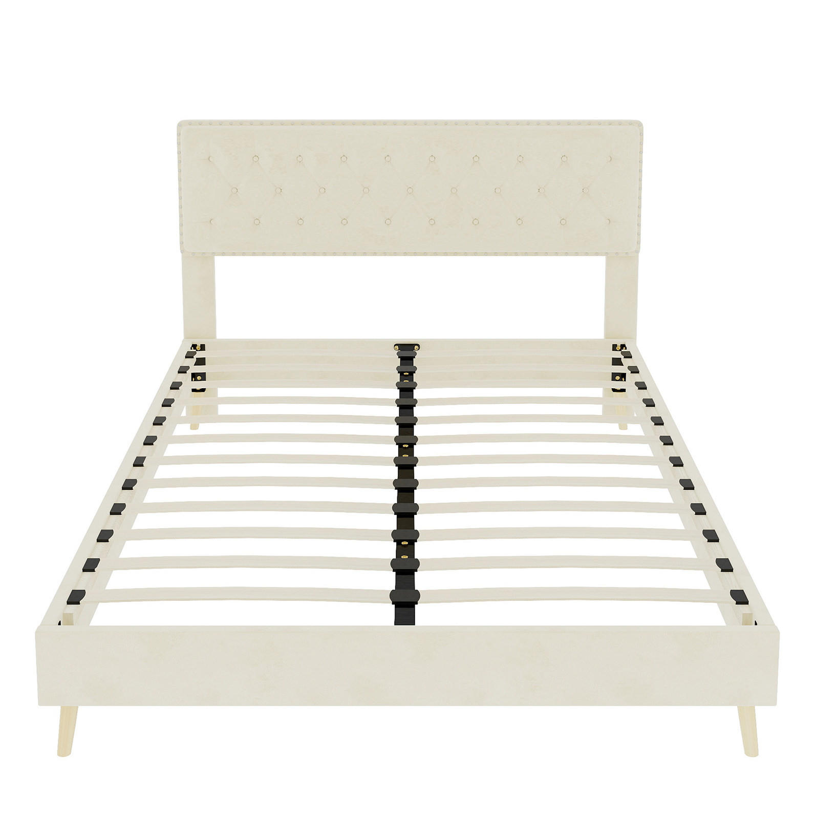 POLSTERBETT 140/200 cm mit Matratze, hohem Kopfteil und Stauraum unter dem Bett, Beige - Beige, Textil (140/200cm) - Redom