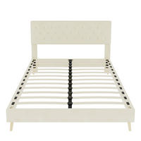 POLSTERBETT 140/200 cm mit Matratze, hohem Kopfteil und Stauraum unter dem Bett, Beige - Beige, Textil (140/200cm) - Redom