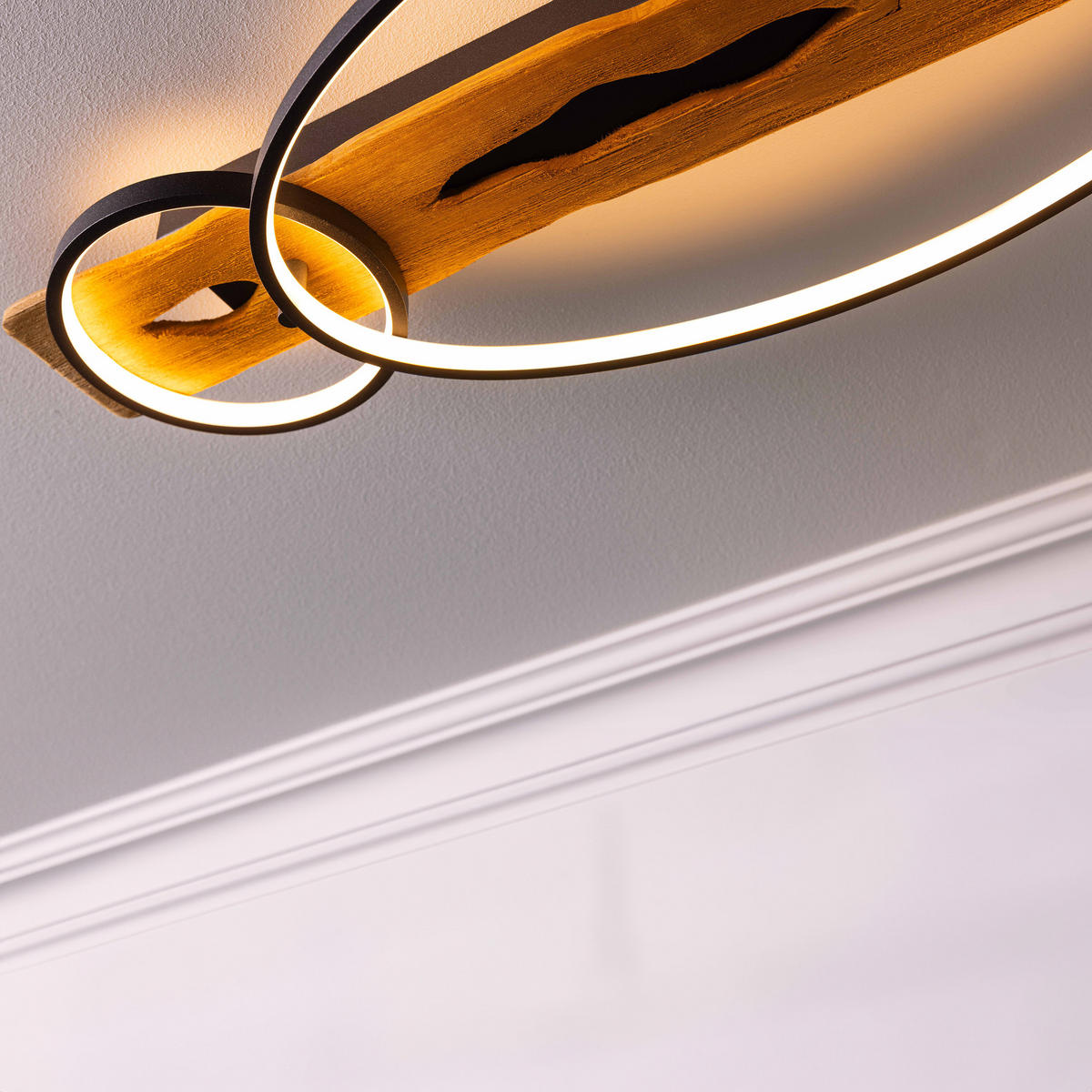 DECKENLEUCHTE Pirus G99292/76 - Schwarz, Holz (30.5/70/8.5cm) - Brilliant