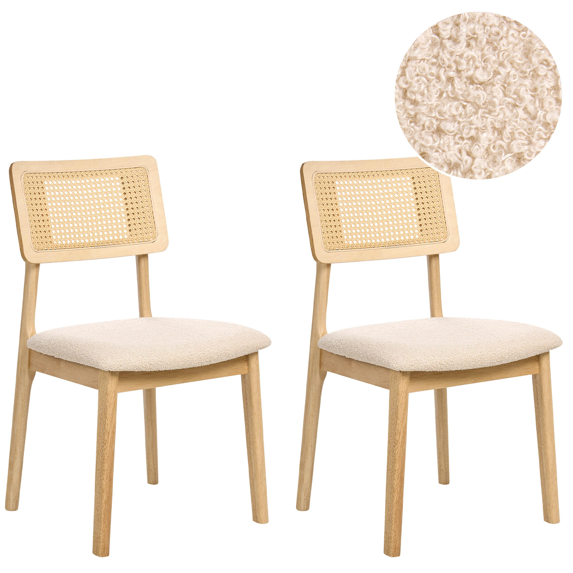 ESSZIMMERSTUHL 2er-Set Hellbraun Embar - Hellbraun, Textil (50/86/52cm) - Beliani