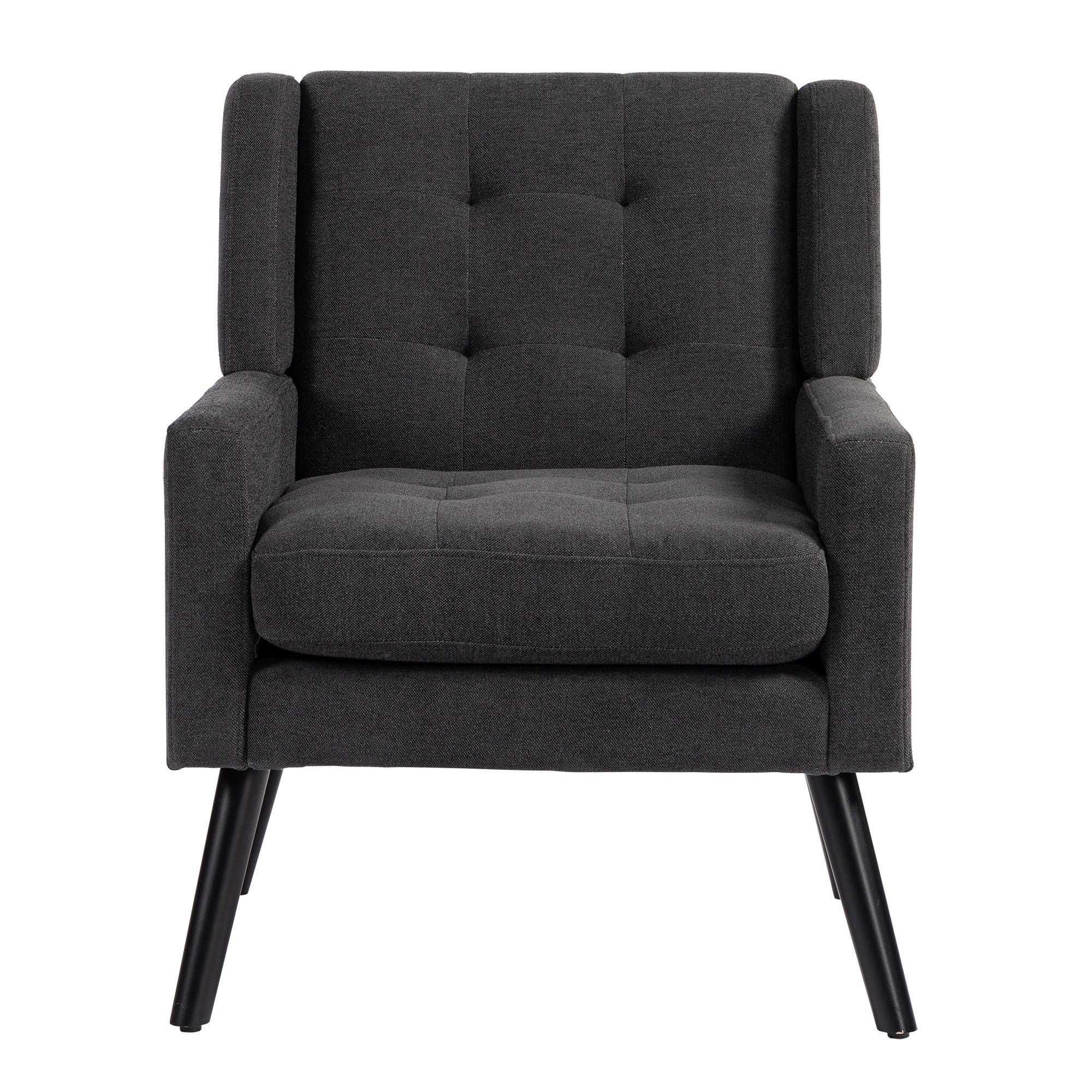 POLSTERSTUHL Leinenbezug mit Tufting kompakt 68/76/88 cm Dunkelgrau 130 kg Tragkraft - Dunkelgrau, Textil (76/88/68cm) - Redom