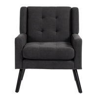 POLSTERSTUHL Leinenbezug mit Tufting kompakt 68/76/88 cm Dunkelgrau 130 kg Tragkraft - Dunkelgrau, Textil (76/88/68cm) - Redom