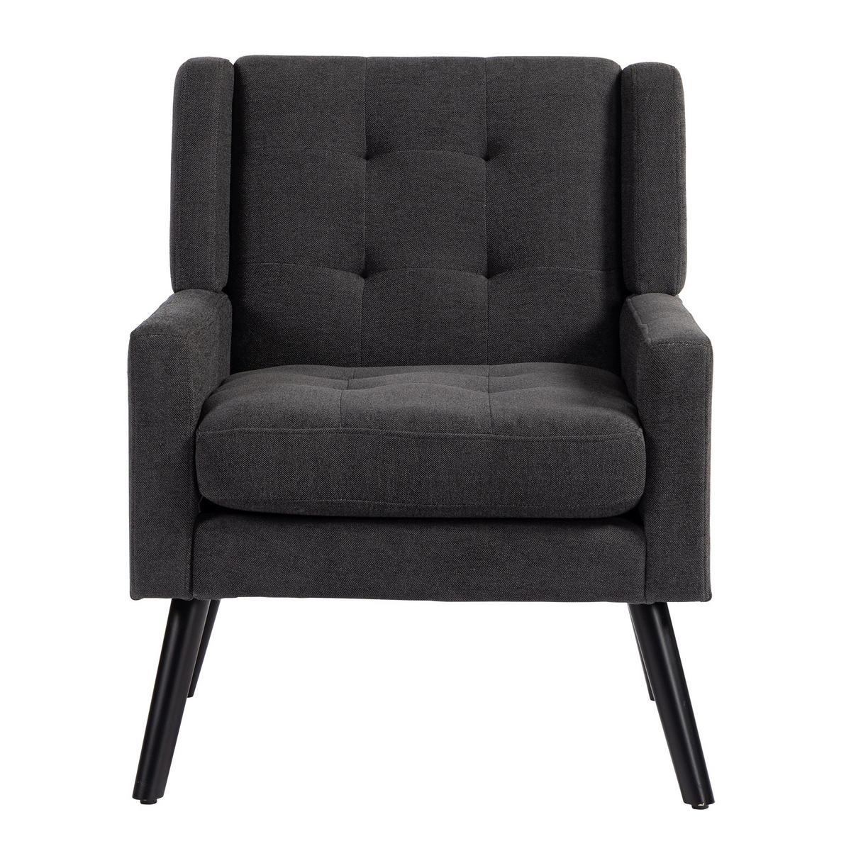 POLSTERSTUHL Leinenbezug mit Tufting kompakt 68/76/88 cm Dunkelgrau 130 kg Tragkraft - Dunkelgrau, Textil (76/88/68cm) - Redom