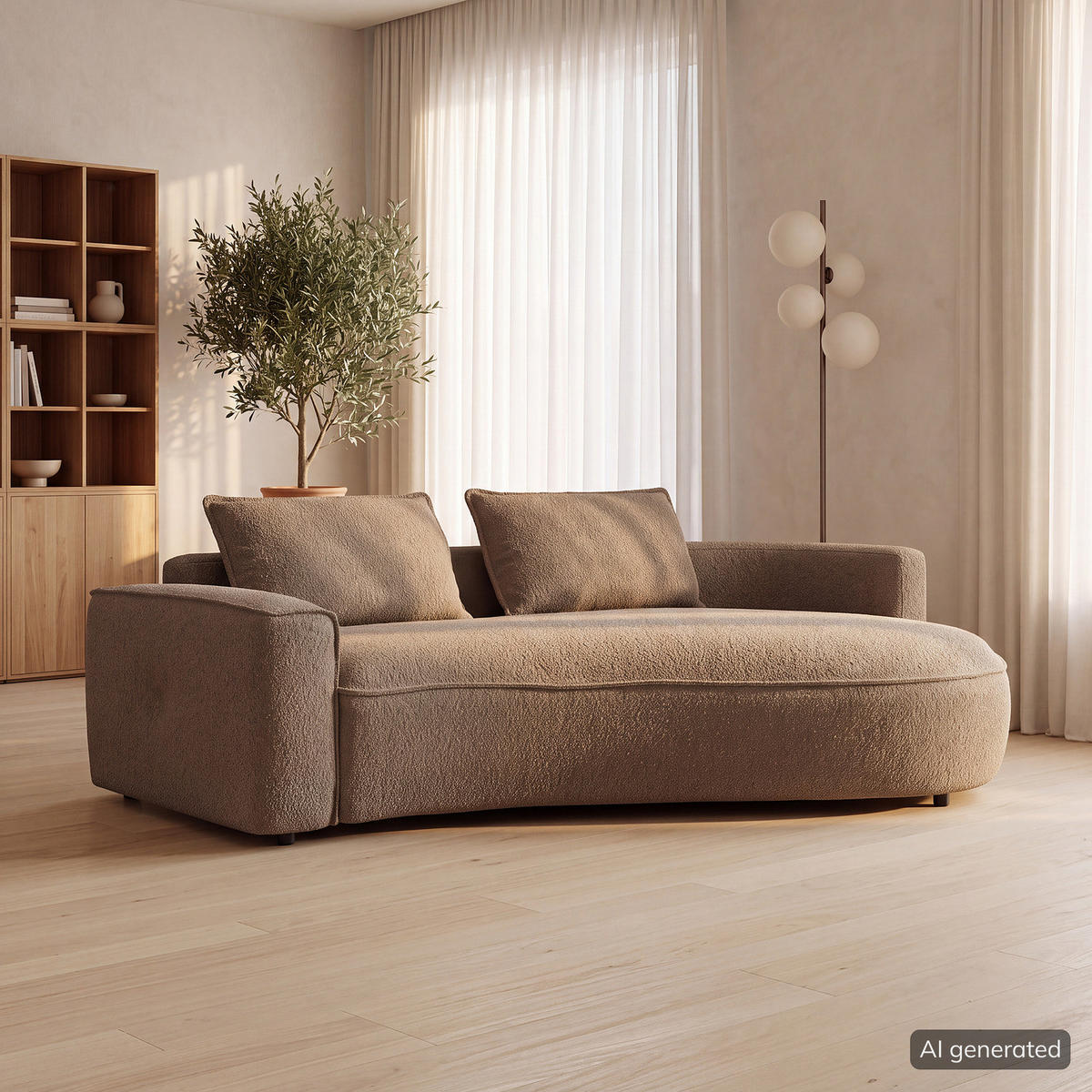 2,5-SITZER SOFA - Beige/Schwarz, Kunststoff/Textil (217/82/146cm) - home24