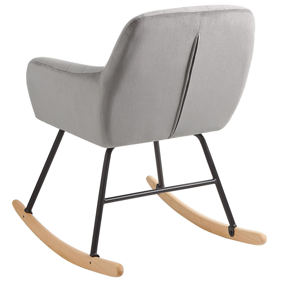SCHAUKELSTUHL Samtstoff Grau Liarum - Grau, Holz/Textil (60/82/74cm) - Beliani