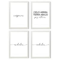 POSTER Set mit 4 Atmen TypografieStil A4 Weißer Rahmen - Weiß, Papier (29.7/3cm) - Nacnic