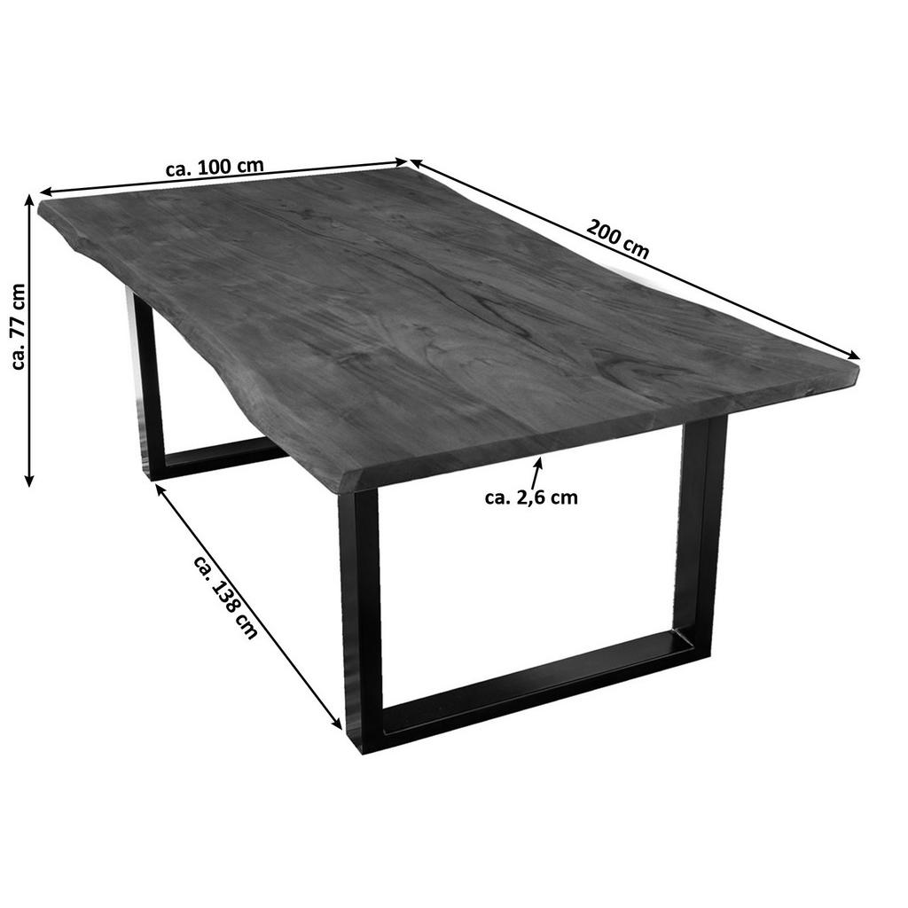 Thumbnail - SAM Esstisch, Braun, Schwarz, Holz, Echtholz,Akazie, Rechteckig,Quadratisch, U-Form, 200x77x100 cm, Esszimmer, Tische, E...