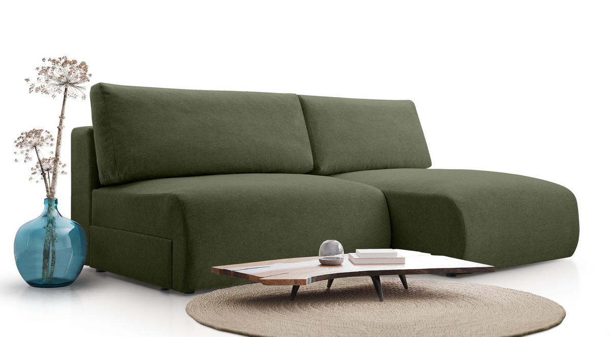 ECKSOFA mit Schlaffunktion Greste, Dunkelgrün - Dunkelgrün, Textil (150/223cm) - Meblito
