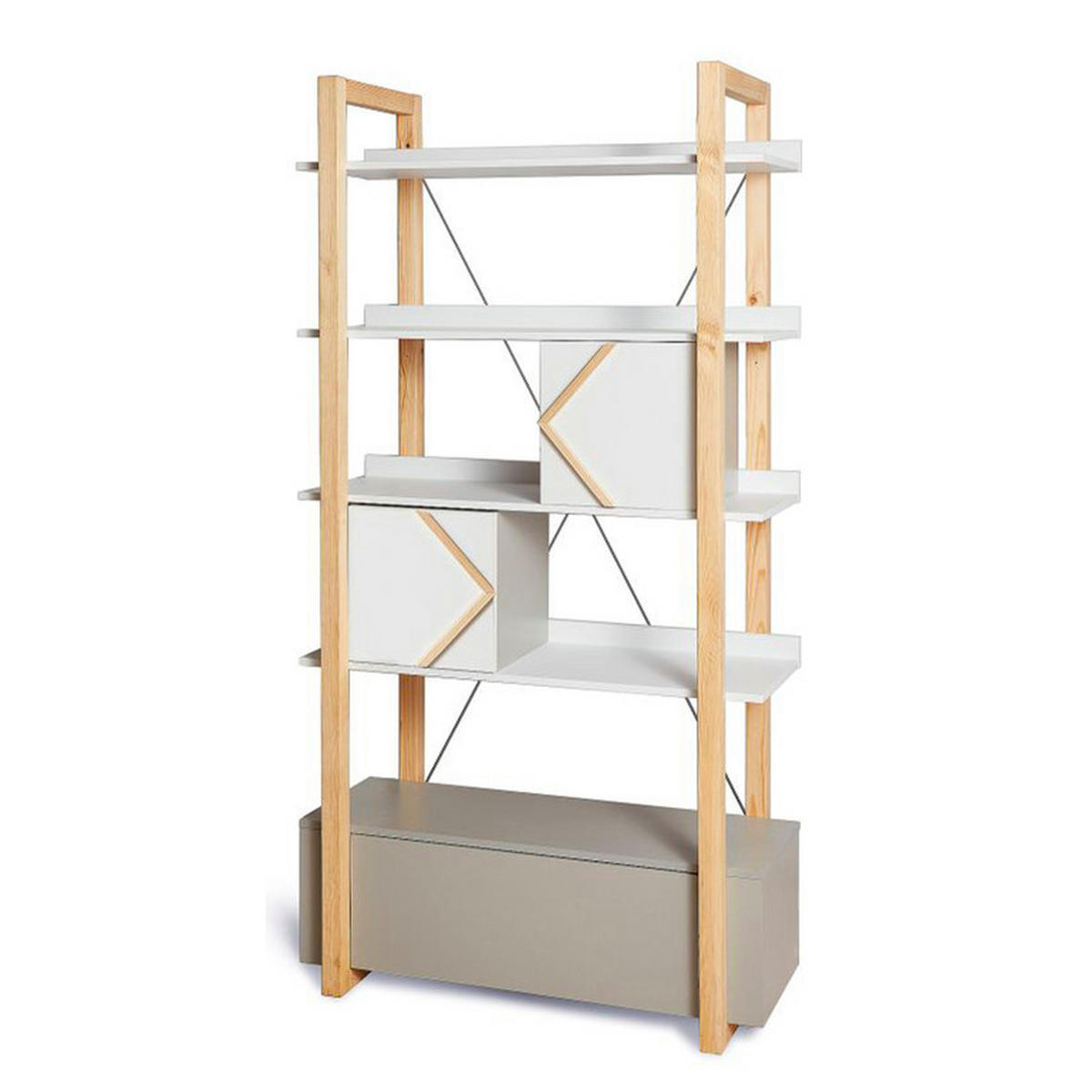 KNIHOVNA Bílá a šedá - bílá, kompozitní dřevo (100/190/44cm) - Petits-meubles