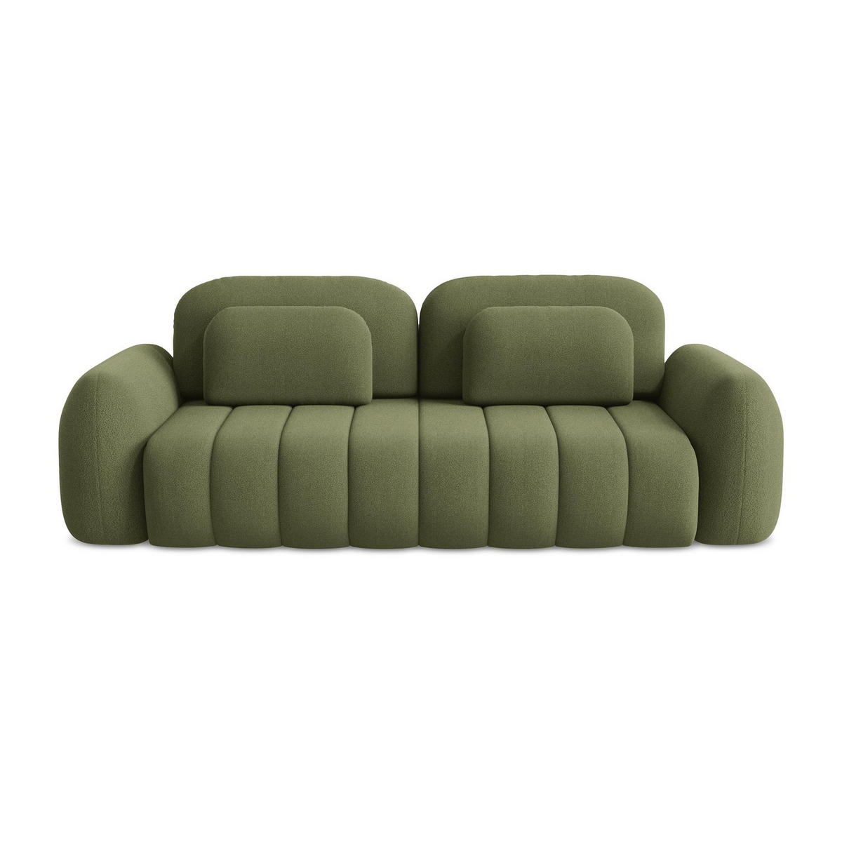 3-SITZER SOFA mit Schlaffunktion Bouclé Stoff Grün - Schwarz/Grün, Holzwerkstoff/Kunststoff (266/95/121cm) - LaMiaSofa
