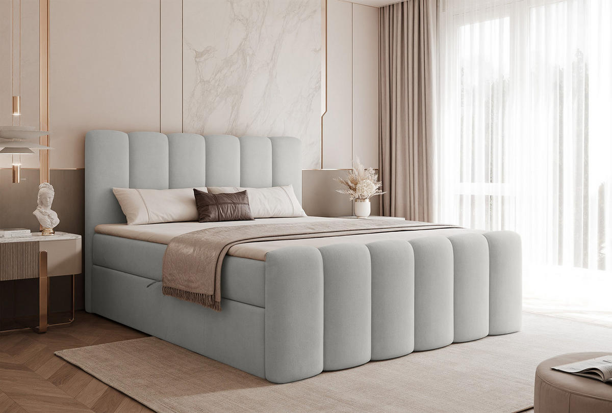 BOXBETT Perrone 180x200 cm, Grau - Grau, Textil (180/200cm) - Fedve