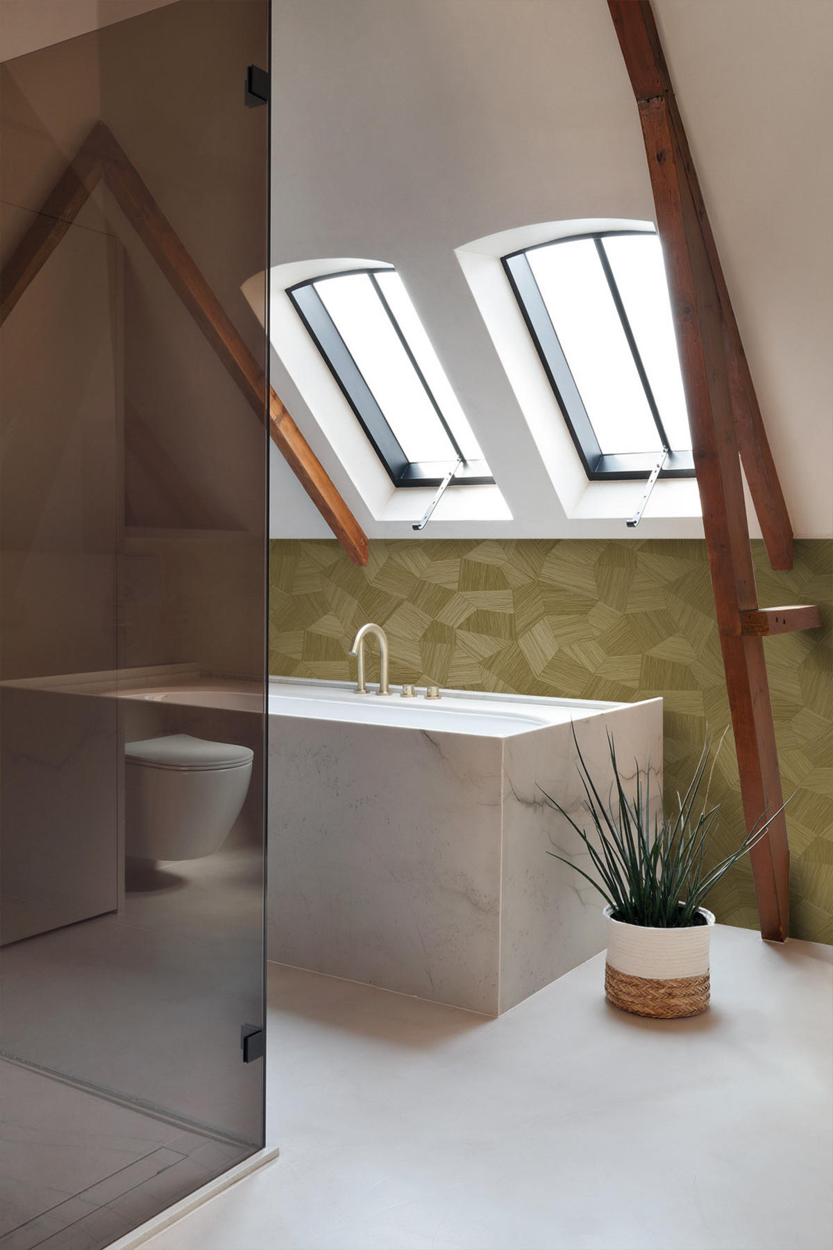 TAPETE 3D-Muster 53 cm x 10.05 m - Goldfarben, Papier (53/1000cm) - Origin Wallcoverings