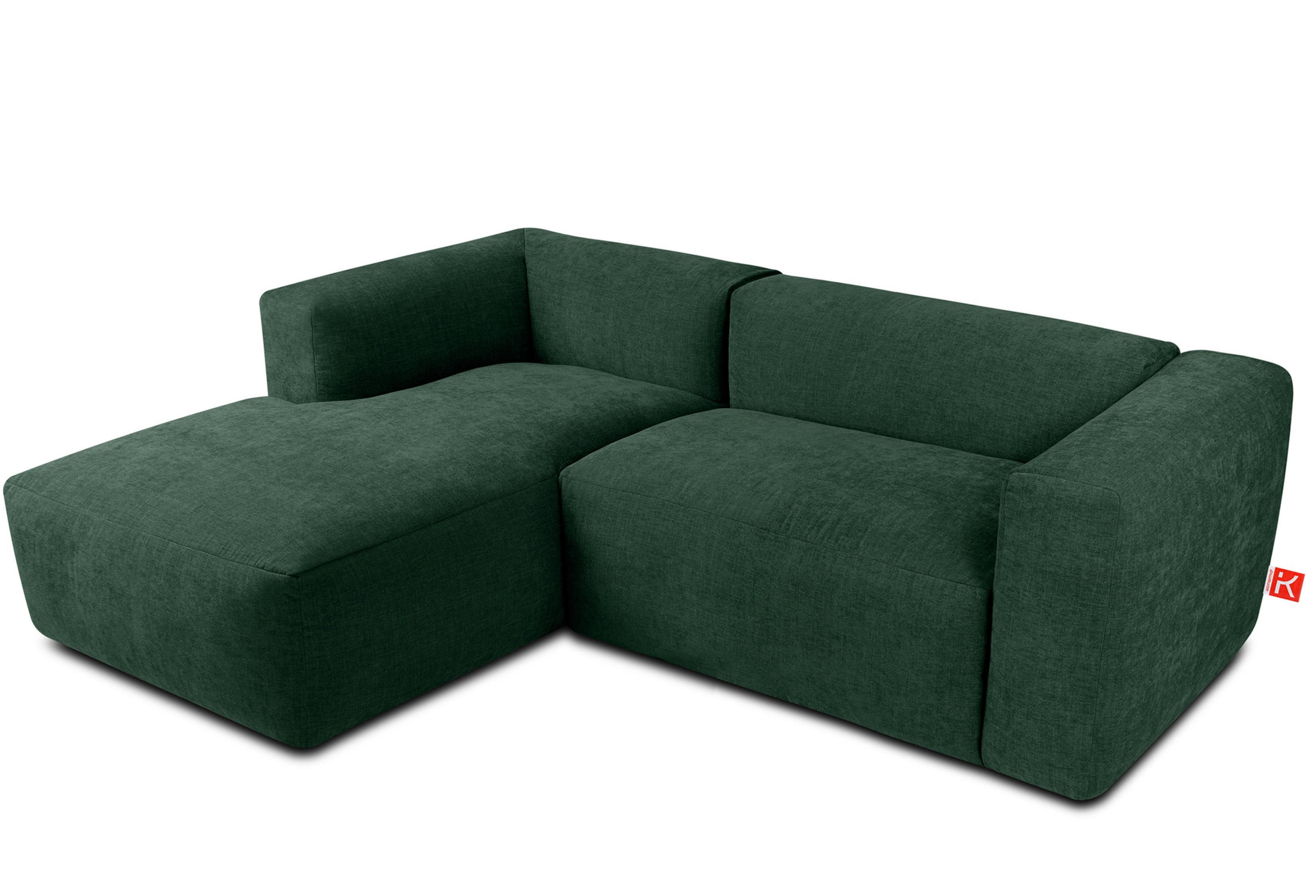 ECKMODULSOFA-LINKS BUFFO 3/4 Sitzer mit extrem weicher Sitzfläche, Gewebestoff, maritim - Grün, Textil (237/180cm) - KONSIMO®