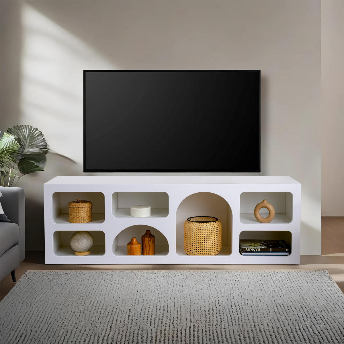 BUFFETSCHRANK ferlis weiss - Weiß, Holz (40/51/160cm) - Habitat Garten