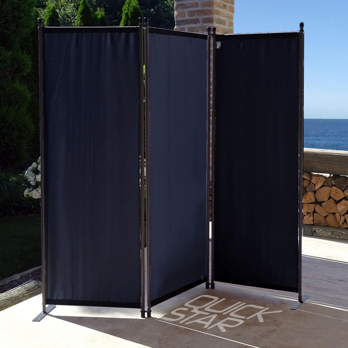 PARAVENT 2 Stück 3-tlg. 170x165 cm Schwarz - Schwarz, Metall (170/165cm) - QUICK STAR