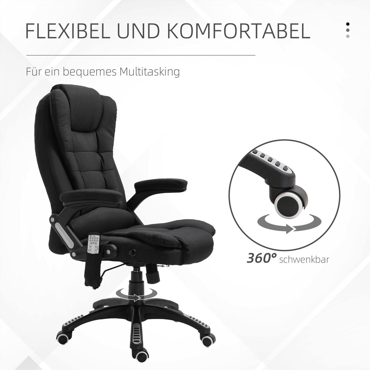 BÜROSTUHL Massage Schwarz - Schwarz, Textil (68/120/72cm) - Jamb