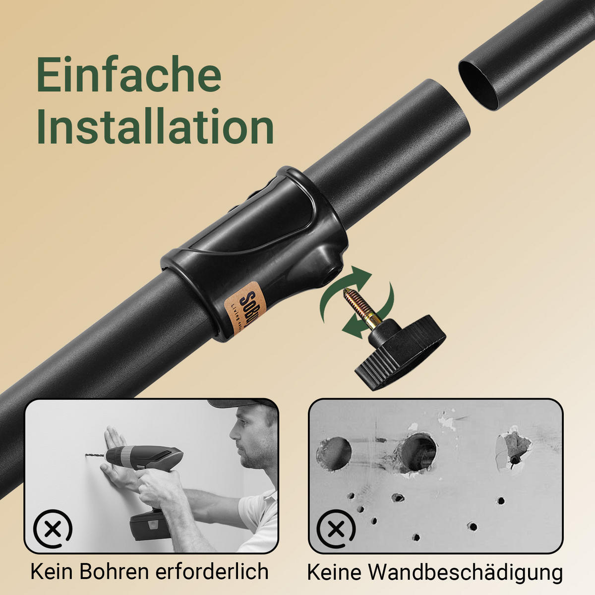 TELESKOP GARDEROBEN SYSTEM Schwarz - Schwarz, Kunststoff (305/270/3cm) - SoBuy