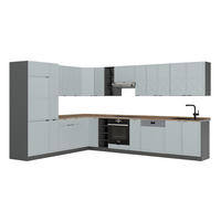 ECKKÜCHE Fame-Line Hellblau-grau/Anthrazit 347 x 257 cm, AP Eiche - Hellblau, Holzwerkstoff (347/81.6/60cm) - Vicco