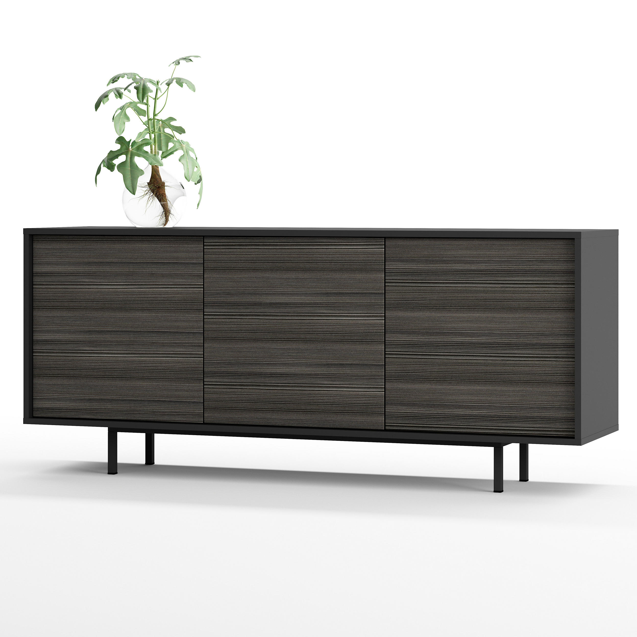 Simplyfurn Sideboard Anthrazit 154x66x40 cm