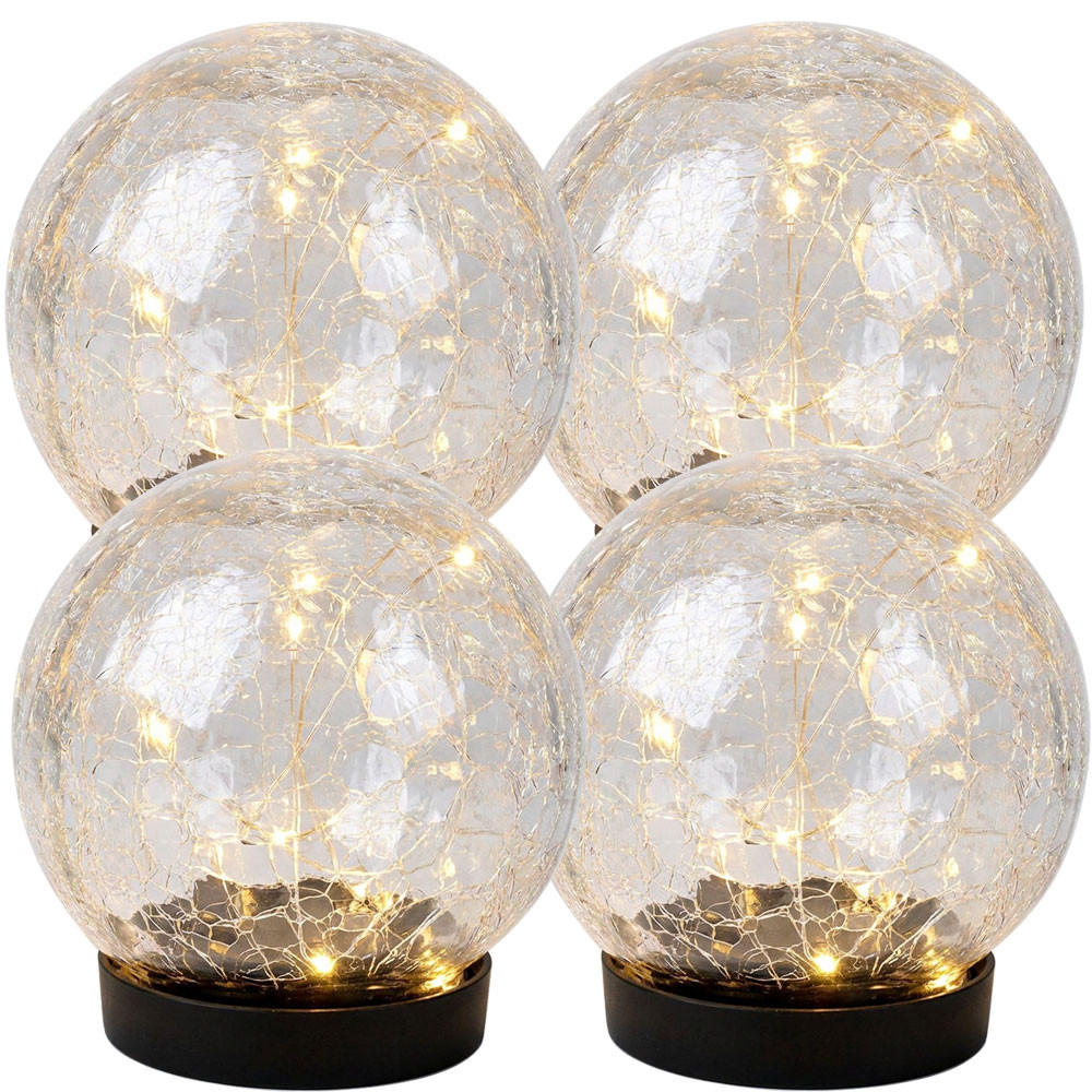 SOLARLEUCHTE LED Glas Klar, Bruchglasoptik 4er Set - Klar, Glas (12/12/12cm)