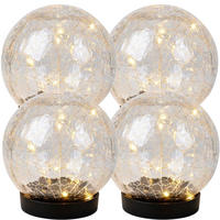 SOLARLEUCHTE LED Glas Klar, Bruchglasoptik 4er Set - Klar, Glas (12/12/12cm)