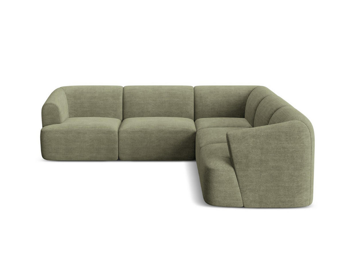 SYMMETRISCHES-MODULARES-ECKSOFA Campi aus Cord Moosgrün 6 Sitzplätze - Salbeigrün, Textil (255/255cm) - Cosmopolitan Design