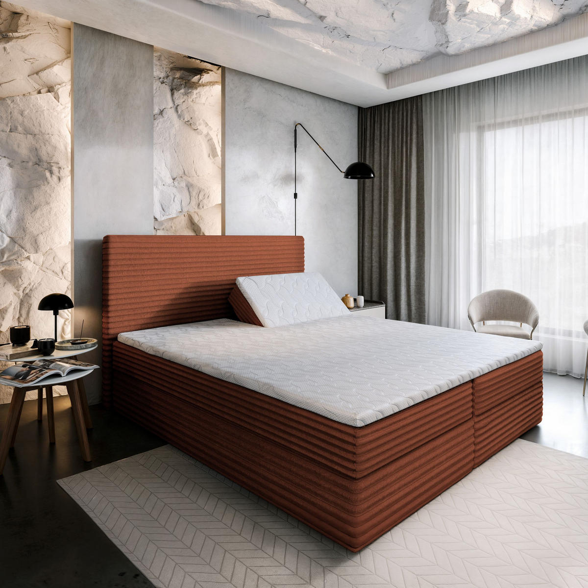 BOXBETT MILARA 160x200 cm mit Matratze und Topper - Kupferfarben - Kupferfarben, Holz (160/200cm) - MASSENO