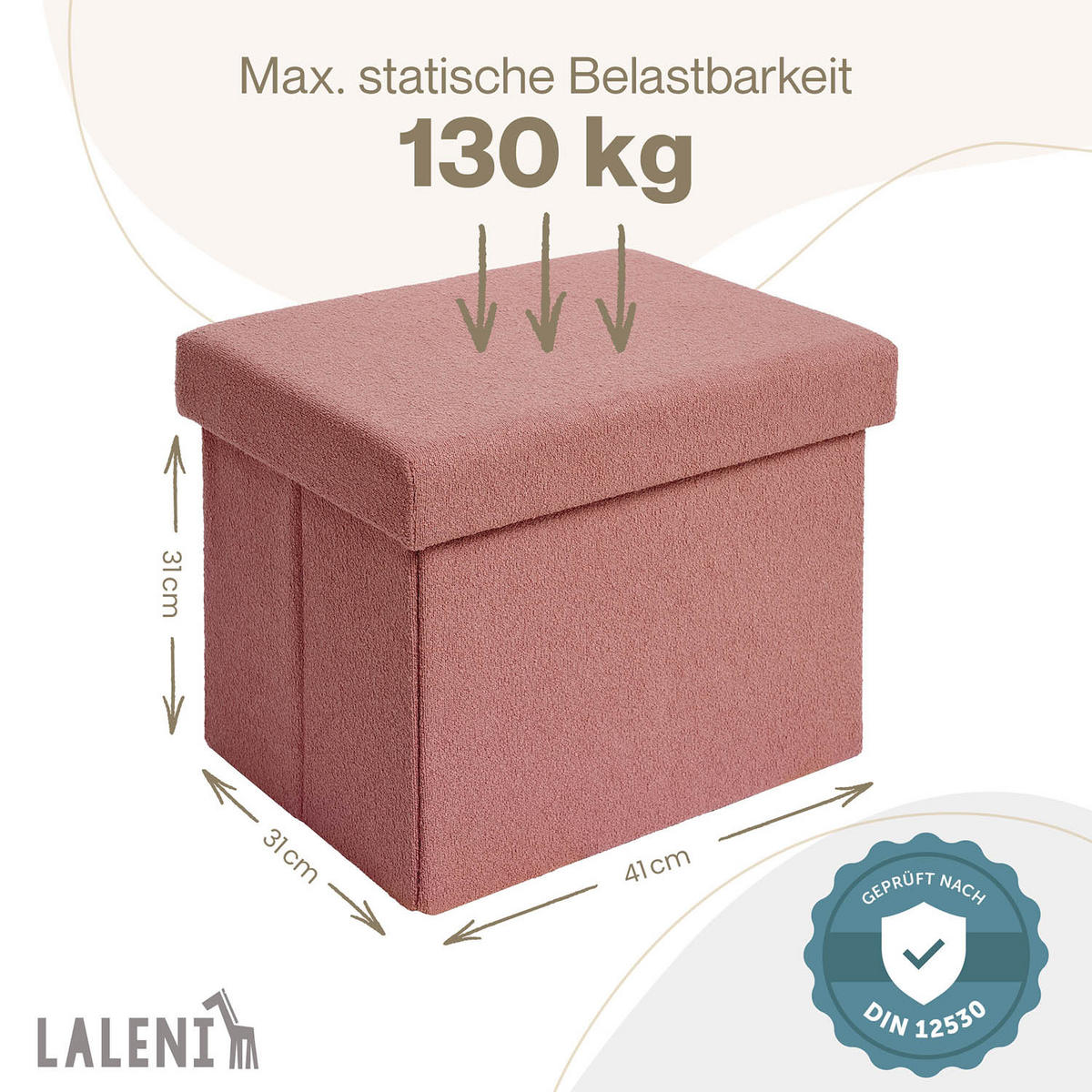 SITZHOCKER 41/31/31 cm, faltbar, Altrosa - Altrosa, Kunststoff (31/31/41cm) - Laleni