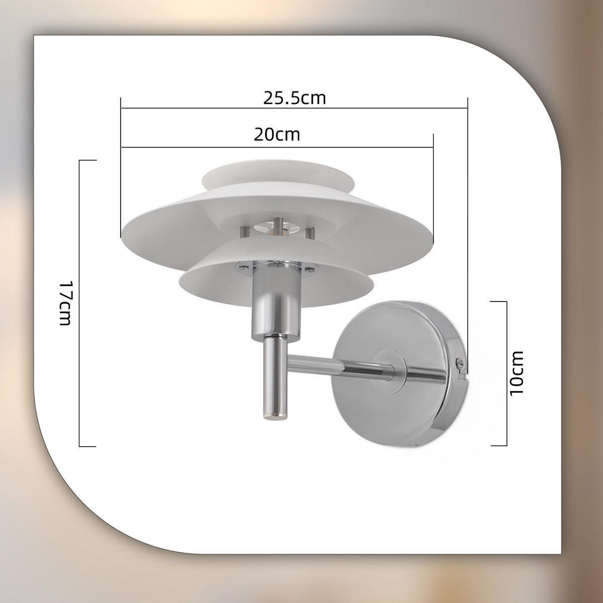 WANDLEUCHTE Crystal 15/20/26 cm - Weiß, Metall (20/26/15cm) - ZMH
