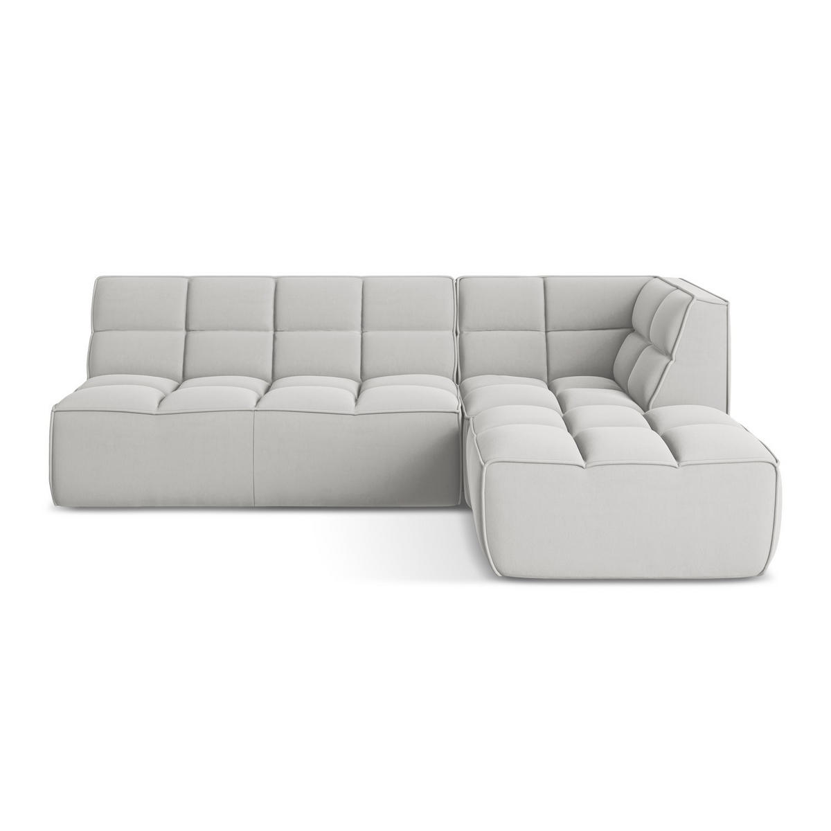 ECKSOFA Beidseitig Samt Stoff Grau - Silberfarben/Schwarz, Kunststoff/Textil (258/178cm) - LaMiaSofa