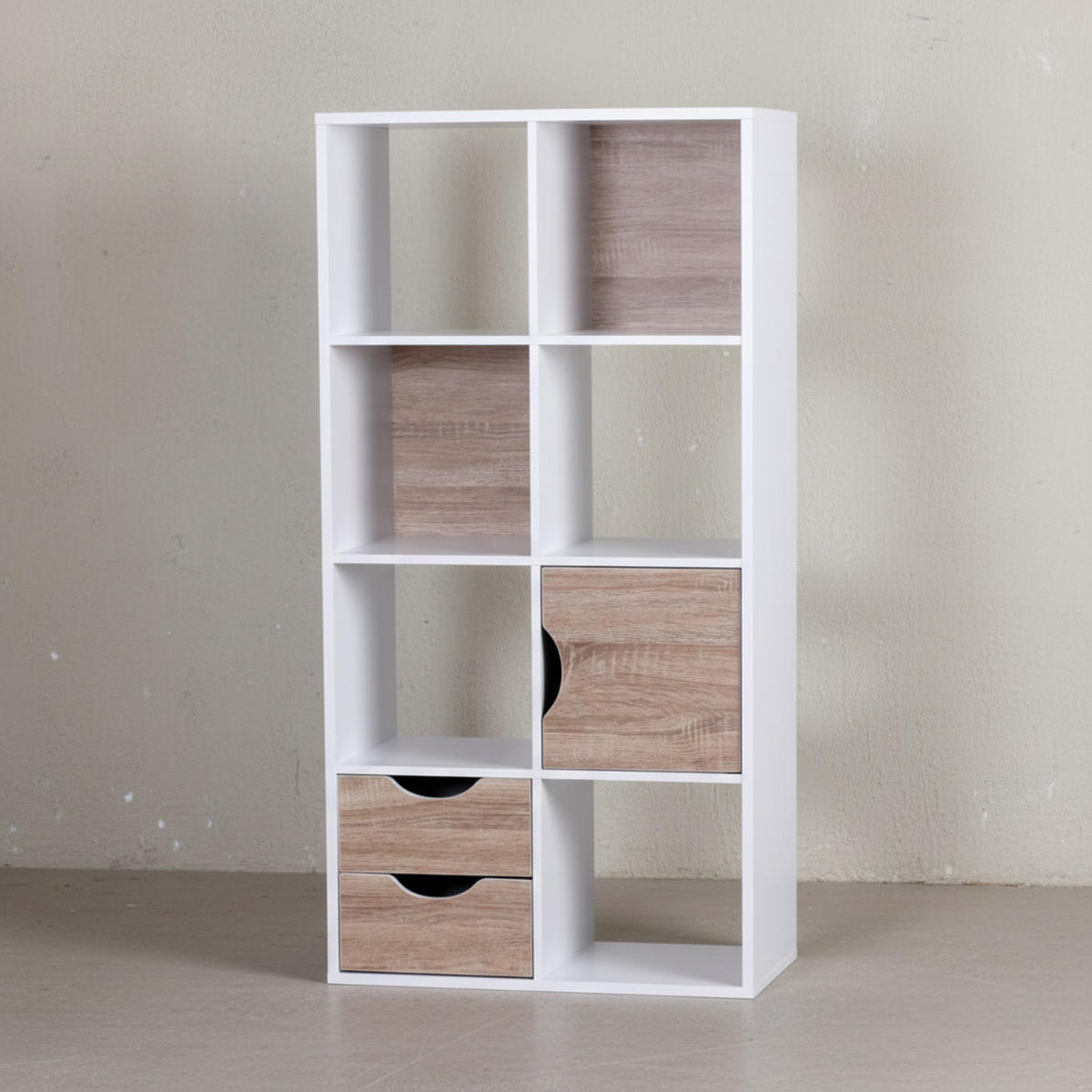 BÜCHERREGAL – Sonoma Eiche/Weiß, 8 Fächer, modern, Raumteiler-funktion - Weiß, Holz (60/120/29cm) - KADIMA DESIGN