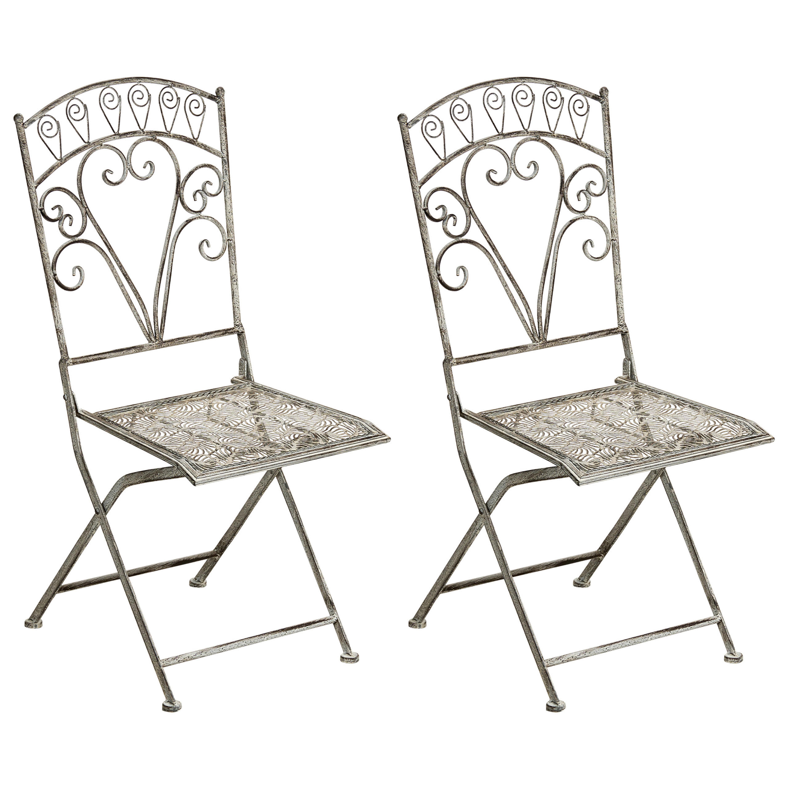 GARTENSTUHL 2er-Set Grau Nurra - Grau, Metall (42/92/47cm) - Beliani