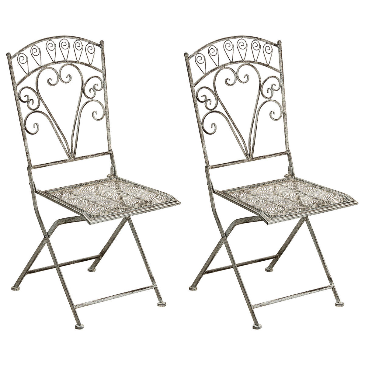 GARTENSTUHL 2er-Set Grau Nurra - Grau, Metall (42/92/47cm) - Beliani