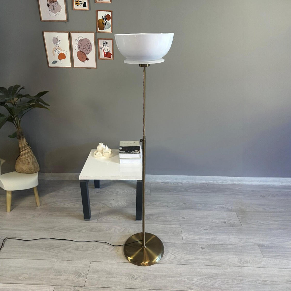 STEHLAMPE Kelan 160 Cm - Weiß, Metall (30/30/160cm) - Bamyum