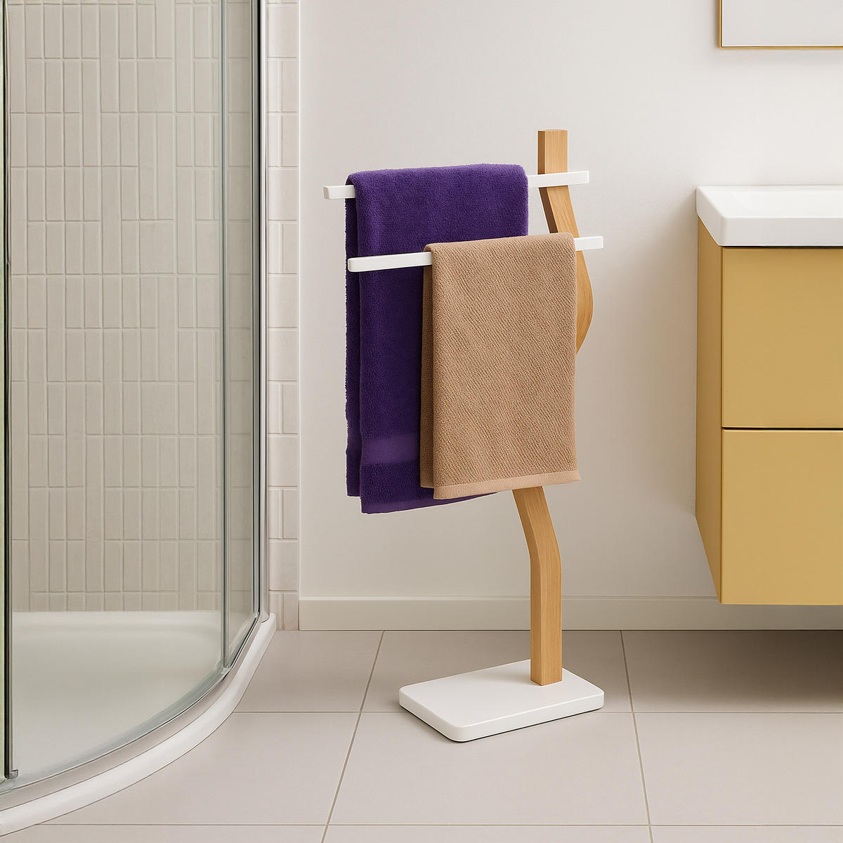 HANDTUCHSTÄNDER - Multicolor, Holz/Kunststoff (37/86/18cm) - Relaxdays