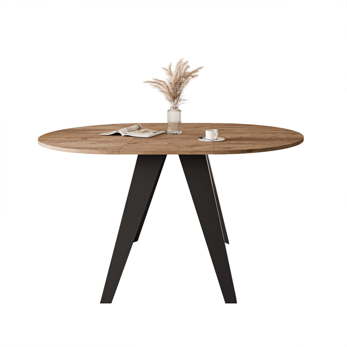 ESSTISCH ausziehbar auf MDF, Lefkas Eiche - Dunkelbraun/Schwarz, Holzwerkstoff (100/100/76cm) - Idohome