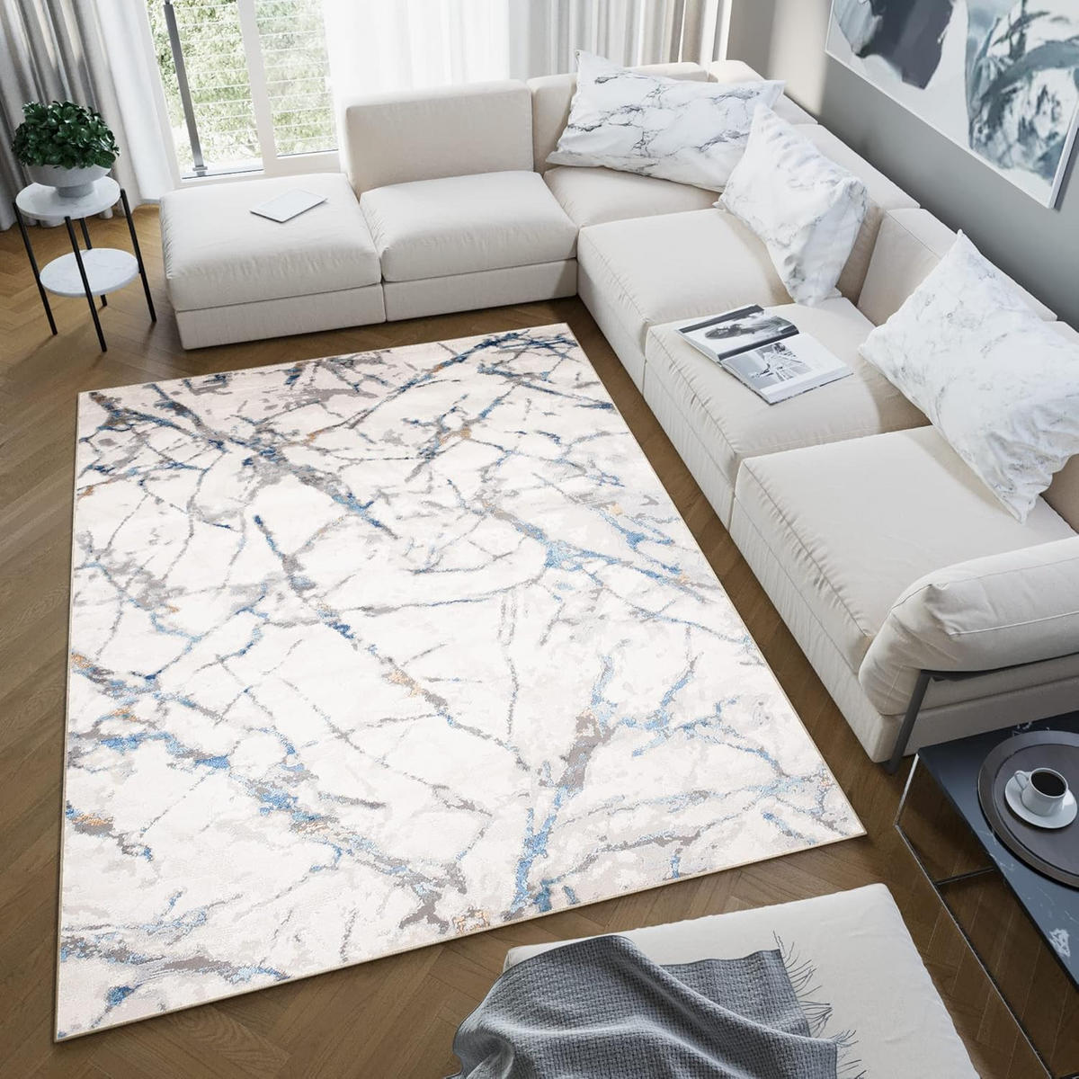 TEPPICH VALLEY Grau Blau 200/300 cm - Blau, Textil (200/300cm) - Tapiso