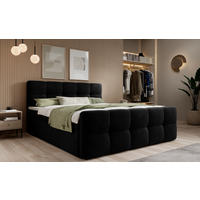 BOXBETT Modena 3 schwarz 200/200 cm mit Bettkasten - Schwarz, Textil (200/200cm) - wonello