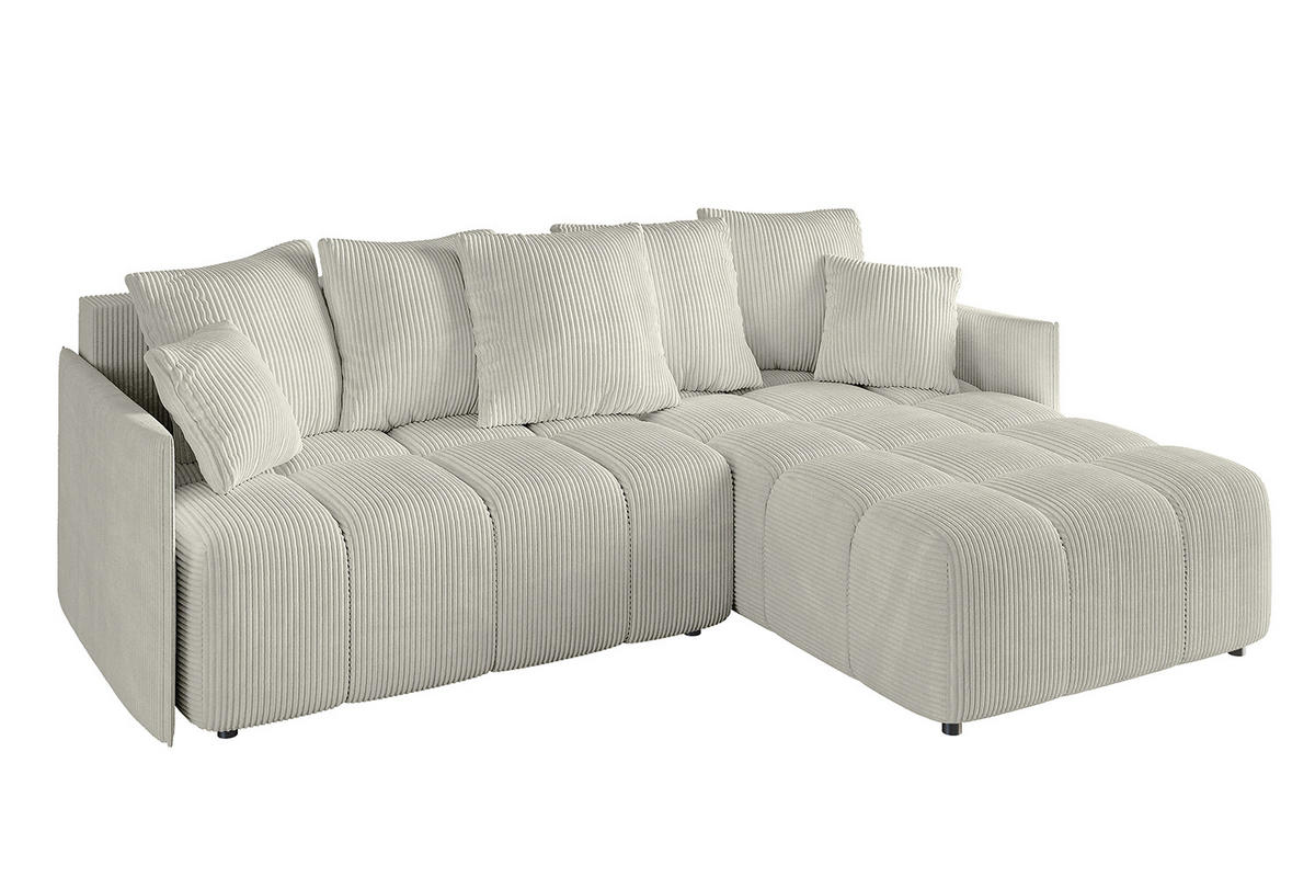 ECKSOFA Ottomane rechts LONLI-L 251x189x68 Ecru Cord - Ecru, Holzwerkstoff/Kunststoff (189/251cm) - ALTDECOR