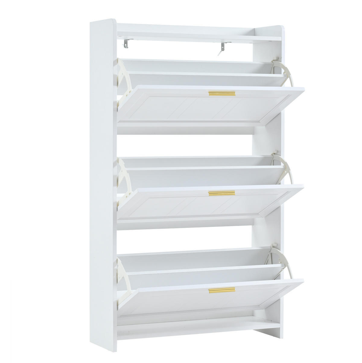 SCHUHSCHRANK aus MDF & Spanplatte 70x24x120cm in Weiß mit Klapptüren - Weiß, Holzwerkstoff (70/120/24cm) - Modfu