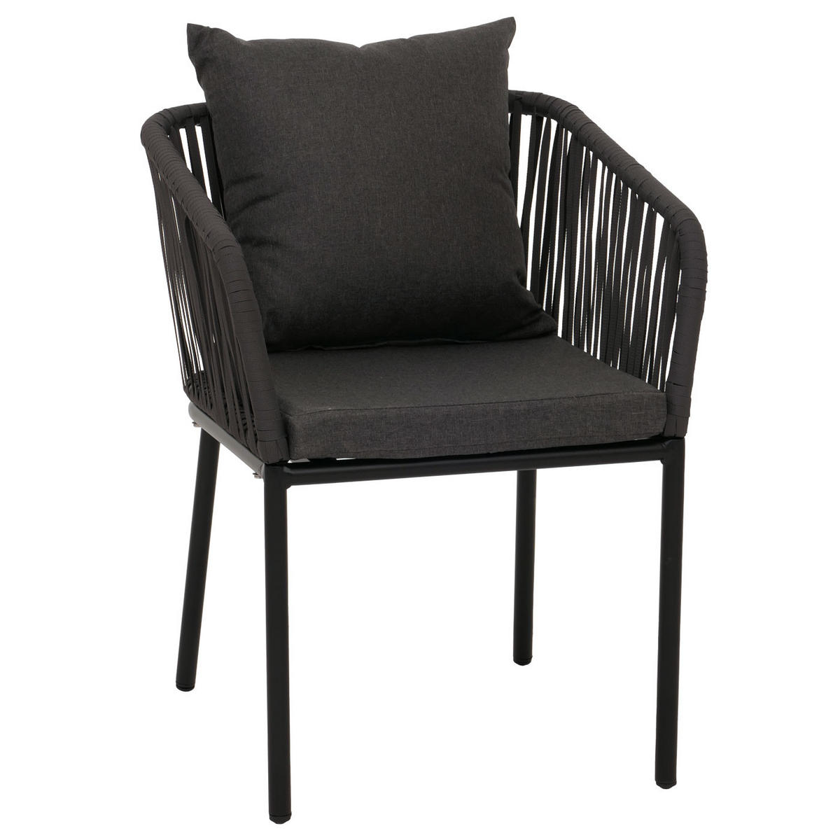 GARTENSTUHL 2er-Set 75x55x55cm wetterfest Aluminium Seilgeflecht Rope Anthrazit - Anthrazit, Metall (55/75/55cm) - PROREGAL