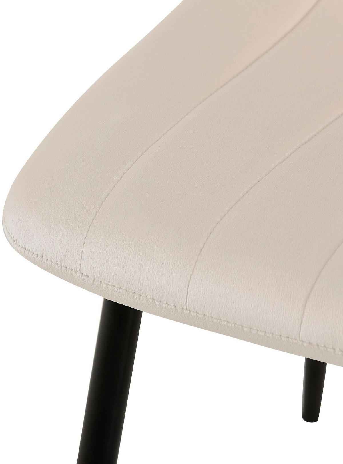 STUHL 4er Set Samt Creme - Creme/Schwarz, Textil/Metall (45/88/53cm) - CLP