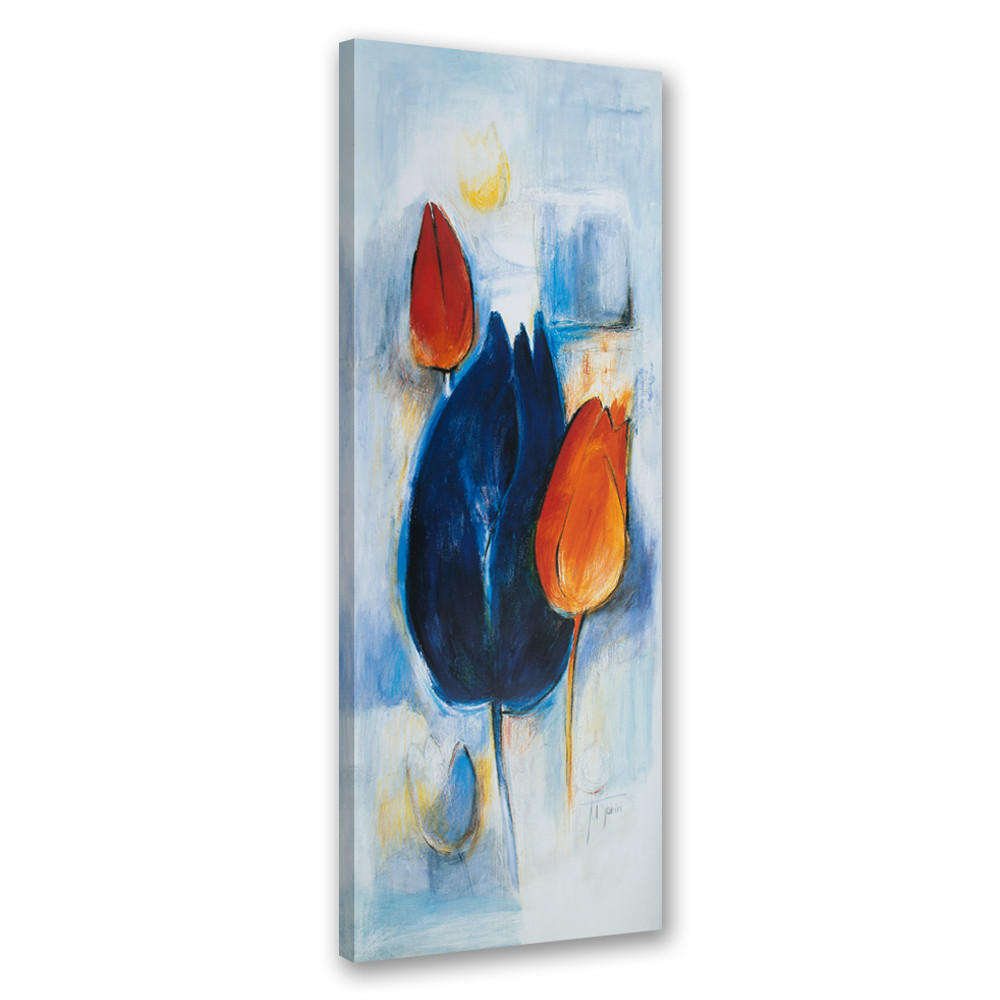 WANDBILD fee tulpen gemalt - Blau, Textil (30/90cm) - Feeby