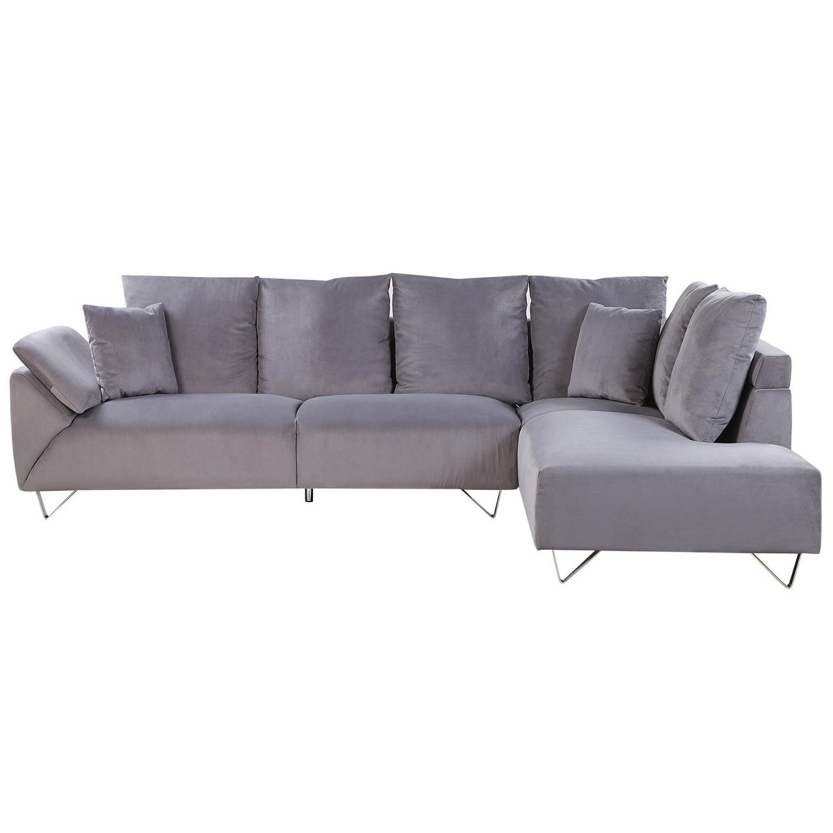 ECKSOFA Cord Grau rechtsseitig Lunner - Grau, Textil (266/180cm) - Beliani
