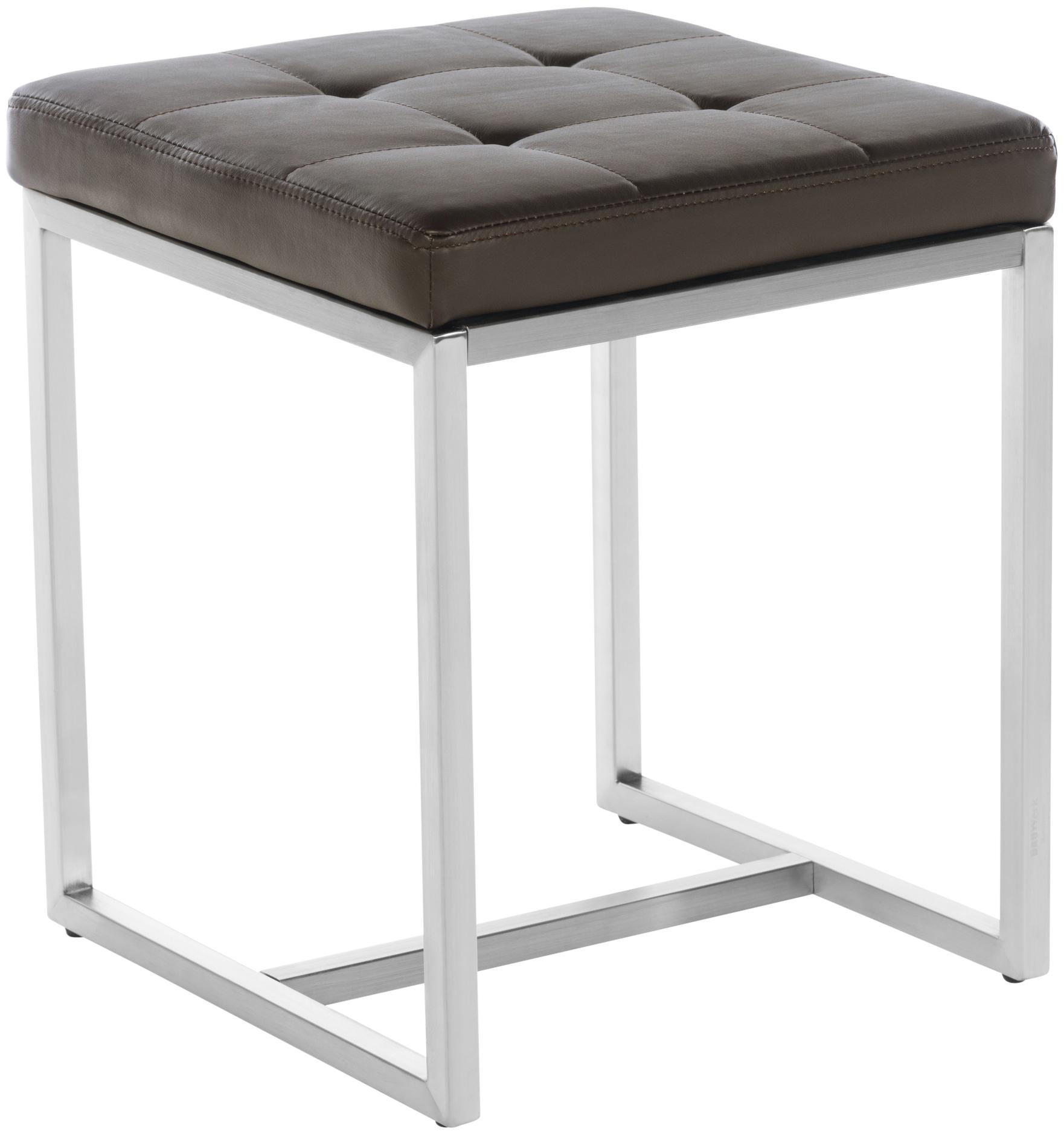 HOCKER Lederlook braun - Edelstahlfarben/Braun, Textil/Metall (40/48/40cm) - CLP