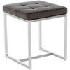 HOCKER Lederlook braun - Edelstahlfarben/Braun, Textil/Metall (40/48/40cm) - CLP