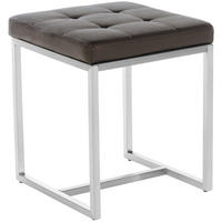 HOCKER Lederlook braun - Edelstahlfarben/Braun, Textil/Metall (40/48/40cm) - CLP